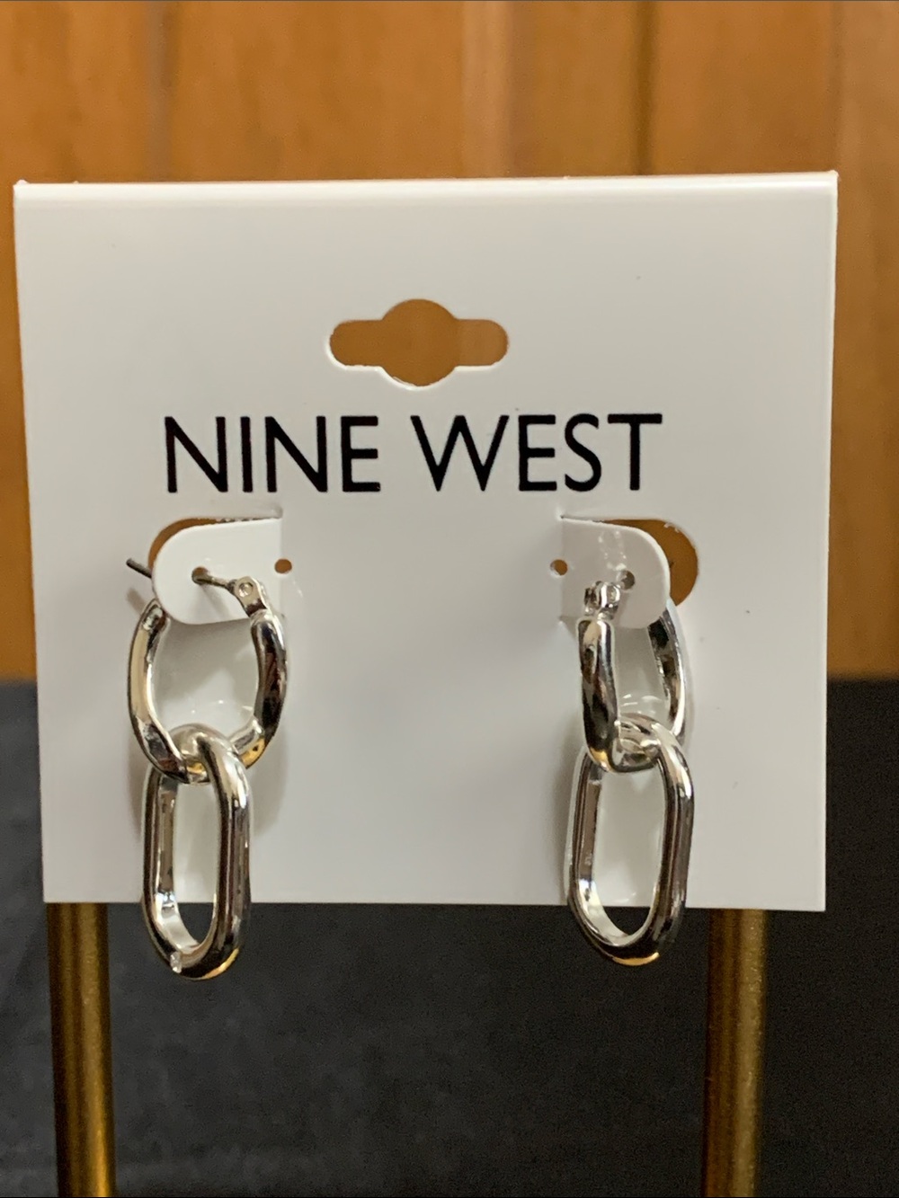 NWT Nine West silver tone link earrings